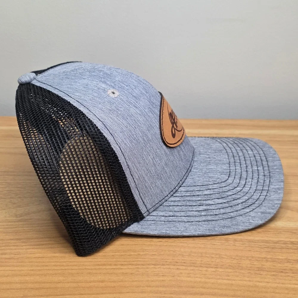 Alliance Ag & Grain Leather Patch Baseball Cap Grey w/‎ Black Mesh Snapback OSFA